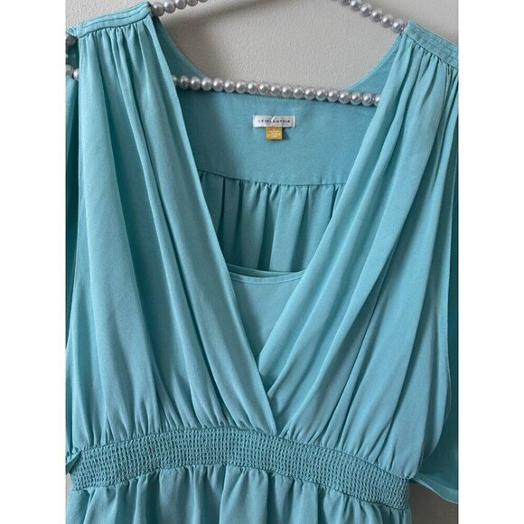 Leifsdottir Womens Size 2 Green Sleeveless Blouse Pleated Peplum 100% Silk - Picture 2 of 5